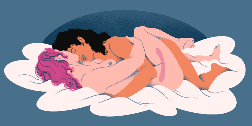 double ended dildo sex position spooning