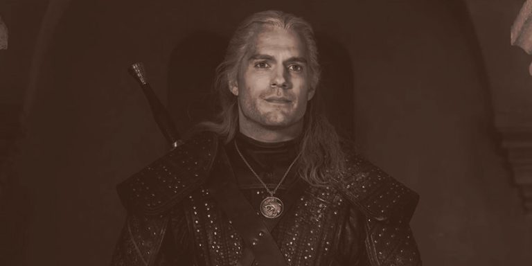 brujo de fantasia oscura inspirado en The Witcher retrato