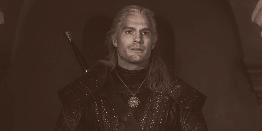 brujo de fantasia oscura inspirado en The Witcher retrato