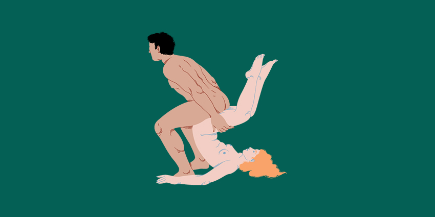 Ilustración de la postura sexual El Cuatrisquel o El Bruto del Kamasutra.