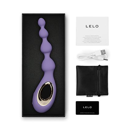 SORAYA Beads de LELO en color Violet Dusk con su contenido original: cable USB, funda de almacenamiento y accesorios