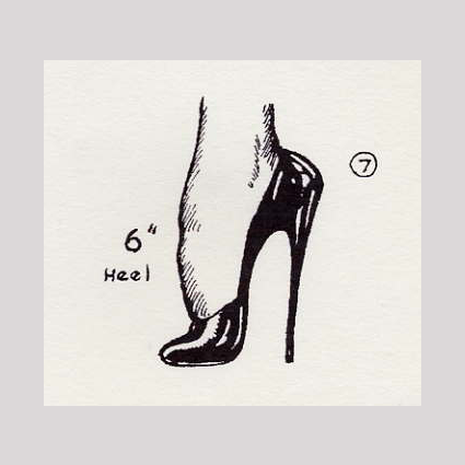 ilustración de tacón alto de 6 pulgadas en estilo fetichista de John Willie