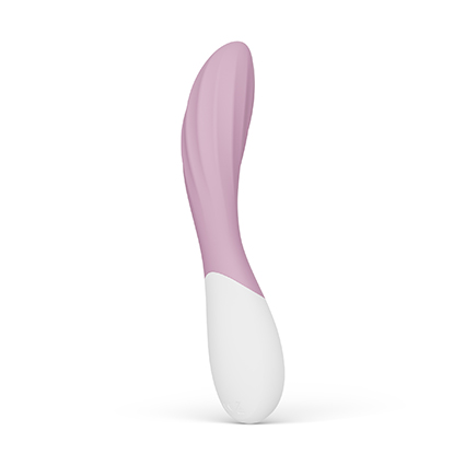 Vibrador para Punto G MONA Twist de LELO en color rosa suave con diseño curvado y superficie texturizada con estrías