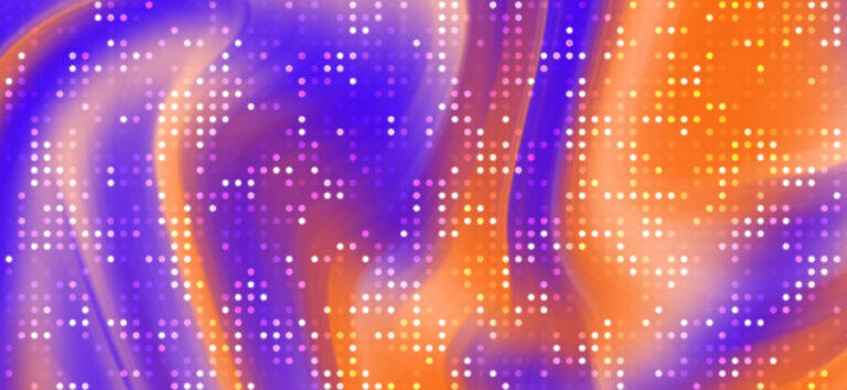 Ilustración abstracta con luces digitales y formas fluidas que representan la inteligencia artificial aplicada al sexting y las conversaciones virtuales