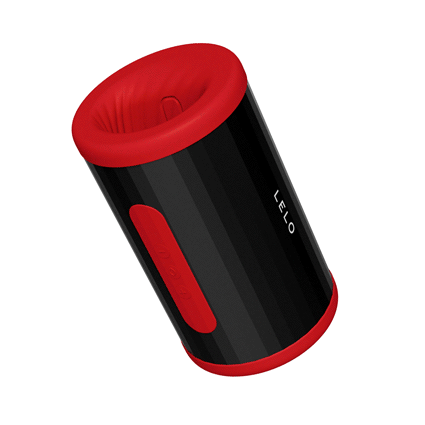 Succionador masculino LELO F2S Double Sonic en negro y rojo con abertura y control lateral