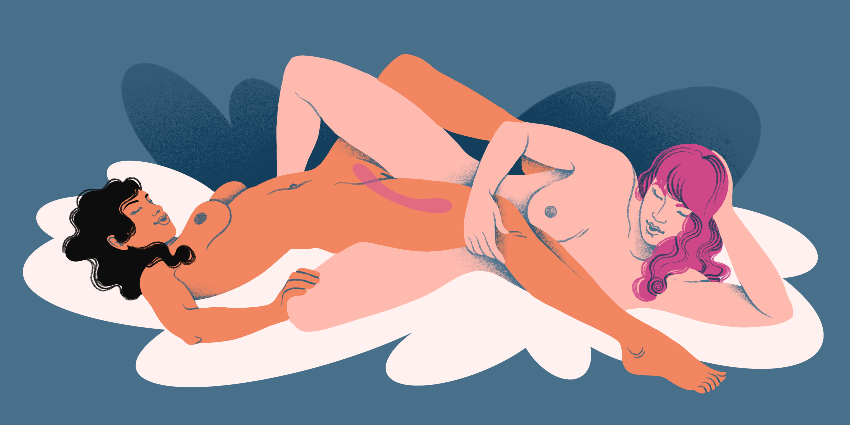 Posizioni sesso lesbico con dildo_La sforbiciata laterale